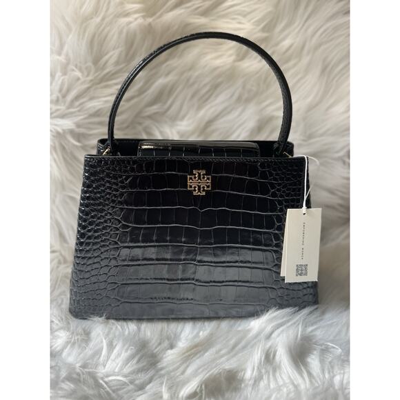 LIMITED TIME SALE - NEW $850 Tory Burch Crocodile Britten Top Handle Satchel - Picture 4 of 10
